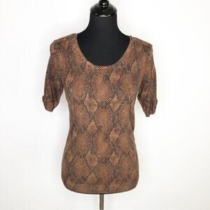 WHBM brown and black snakeskin python knit sweater top size Small